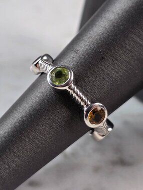 Womens Estate Sterling Silver Modernist Multi Stone Ring 3.9g E6749